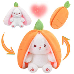 Reversible Strawberry Bunny Plush Toy Soft Polyester Stuffed Animal for Kids Hide and Seek Transforming Toy