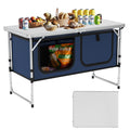 WildFinder Camping Table Folding Camping Table with Storage Lightweight & Portable 3 Heights Adjustable Folding Table for BBQ Camping Picnic and Indoor Use Dark Blue