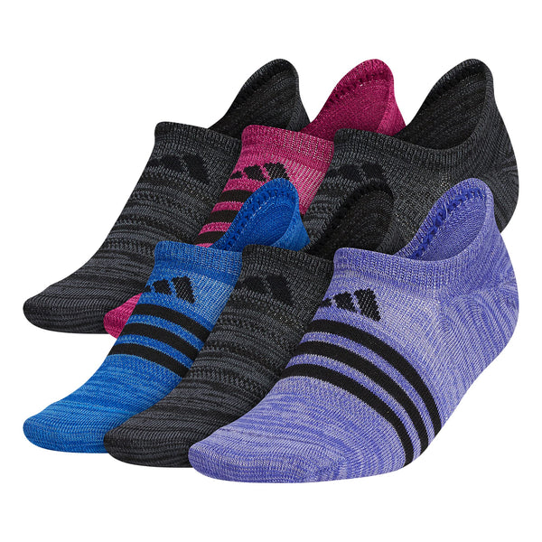 adidas Womens Superlite Super No Show Socks (6-pair) Semi Night Flash/Black/Power Berry Purple Medium