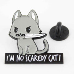 Cat Knife Enamel Pin – Bold Kitty Design for Bags and Jackets