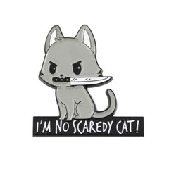 Cat Knife Enamel Pin – Bold Kitty Design for Bags and Jackets