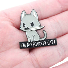 Cat Knife Enamel Pin – Bold Kitty Design for Bags and Jackets