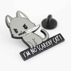 Cat Knife Enamel Pin – Bold Kitty Design for Bags and Jackets