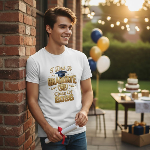 Class Of 2026 Graduate Graphic T-Shirt Cotton Unisex Commemorative Wear