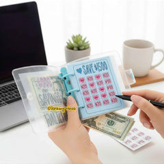 Clear Cover 1000 Dollar Savings Challenge Book 3-Ring PVC Money Saving Binder Personal Finance Budgeting Organizer
