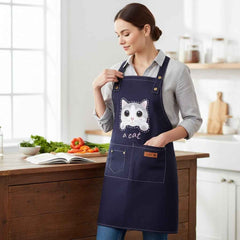 Cute Cat Apron – Durable Canvas Kitchen Apron with 3 Pockets