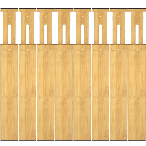 Ryqtop Bamboo Drawer Dividers17-22" Adjustable Kitchen Drawer Organizer for Clothes8 Pack Expandable Drawer Organization Separators for BedroomBathroomDresser and OfficeNatural