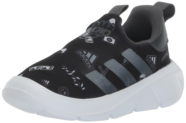 adidas Kids Monofit Sneaker Black/White/Preloved Green 10 US Unisex Toddler