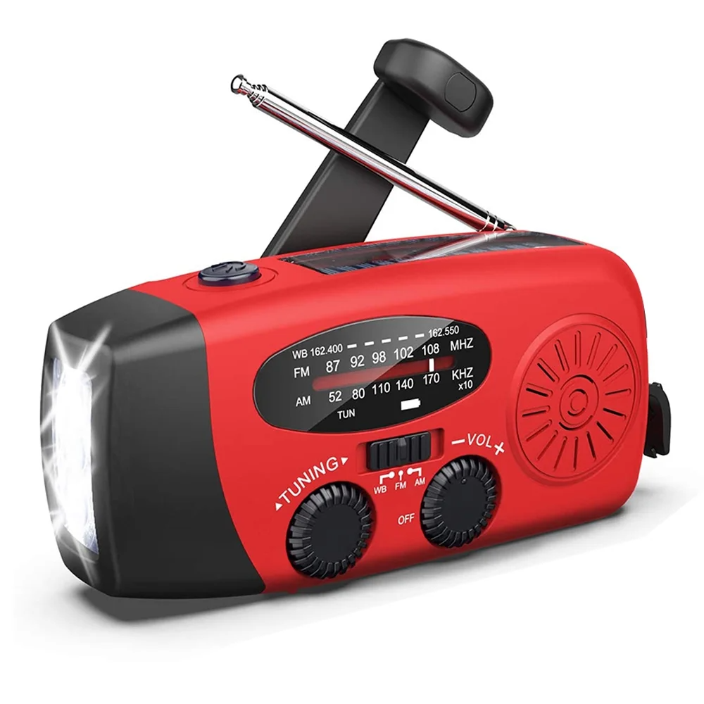 Emergency  Radio Crank Solar Hand Weather 1000mAh Power Bank Charger Flash Light