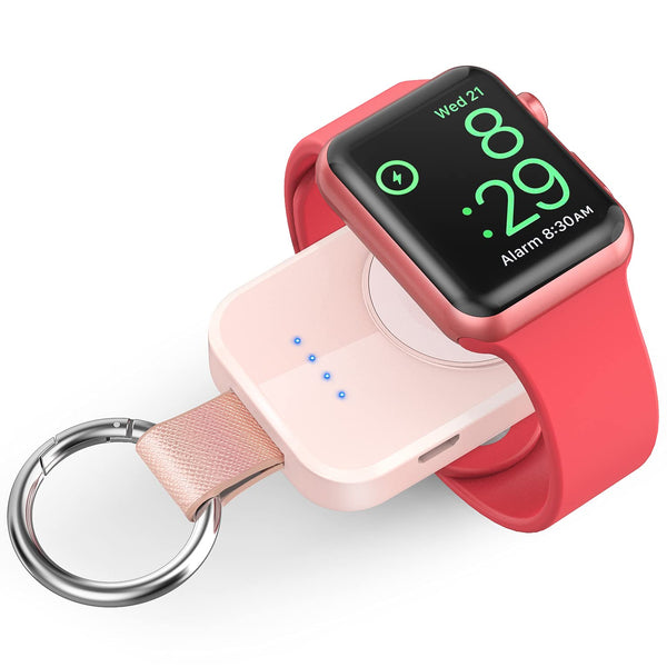 i.VALUX Portable Wireless Charger for Apple Watch Series 10/9/8/UItra/7/6/5/4/3/2/SE/Nike Compact Magnetic iWatch Charger 1000mAh Power Bank Keychain Your Mother Girl Birthday-Pink