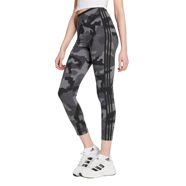 adidas Womens Essentials 3-Stripes Camouflage Printed 7/8 Length Leggings Black