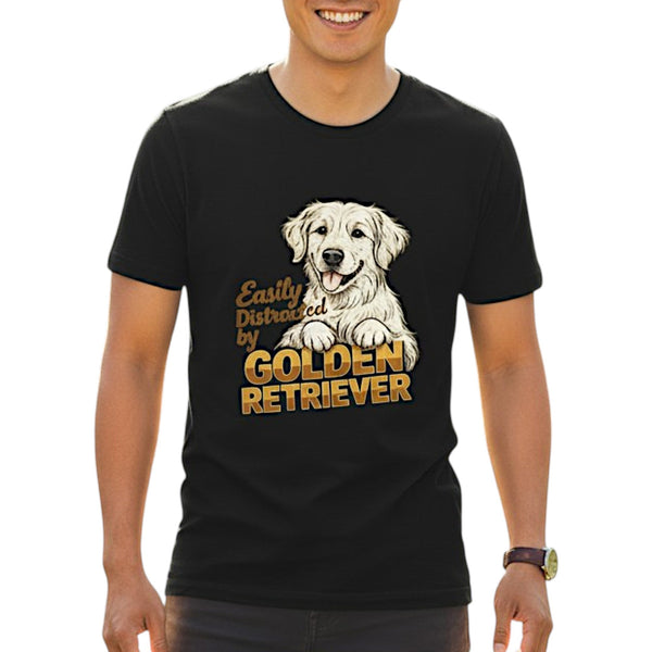 Easily Distracted By Golden Retriever Graphic T-Shirt Cotton Unisex Casual Dog Lover Wear