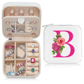 Parima Graduation Jewelry Boxes for Travel - Pink Travel Jewelry Boxes for Women Travel Jewelry Organizer for Jewelry Necklace Earrings Bracelets Travel Gifts for Women Friends - Letter B White
