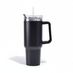 Engraved Leopard Print 40 oz Tumbler with Handle and Straw Lid