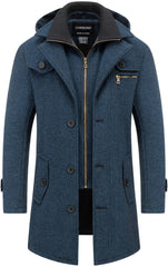 Chrisuno Winter Coats For Men Fall Jackets Wool Trench Blend Top Pea Coat Long Single Breasted Classic Stylish Business Overcoat Navy M