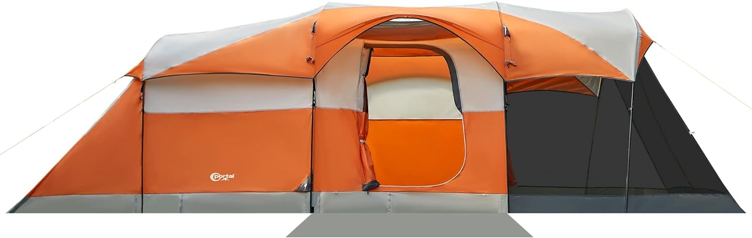 PORTAL 8 Person Family Tent for Camping with Screen Porch Waterproof Large Camping Tent with Rainfly Big Family Tents for Outdoor Camping