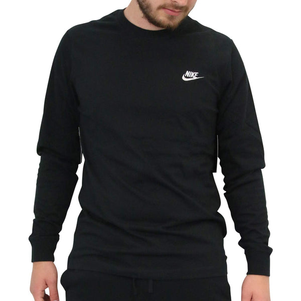 Nike Mens M NSW Club TEE-LS Black/White Medium