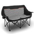 VAGANTH Double Camping Chair Oversized Padded Camping SofaXL Foldup Outdoor Loveseat for 2 PersonPortable Camping Couch w/Dual Cupholders&Wine Glass HoldersGreat for BeachCampingPatioBlack