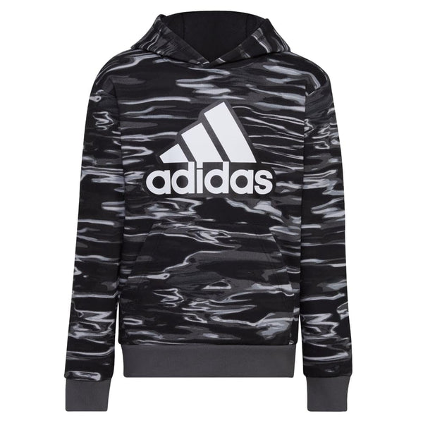 adidas Boys Long Sleeve Camo Print Hoodie Black 4