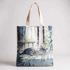 Flannel Cat Tote Bag – Zippered, Two-Sided Printed Shoulder Bag