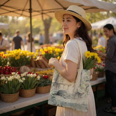 Flannel Cat Tote Bag – Zippered, Two-Sided Printed Shoulder Bag