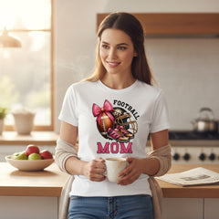 Football Mom T-Shirt 100% Ring-Spun Cotton Game Day Graphic Tee
