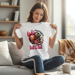 Football Mom T-Shirt 100% Ring-Spun Cotton Game Day Graphic Tee