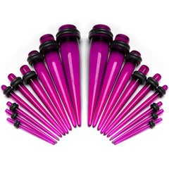 14 to 00G Fuchsia Acrylic Straight Taper Set 18 Piece Stretching Kit