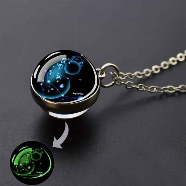 Glow-in-the-Dark Zodiac Pendant Necklace