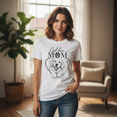 Golden Retriever Mom Graphic T-Shirt Cotton Women's Casual Dog Lover Top