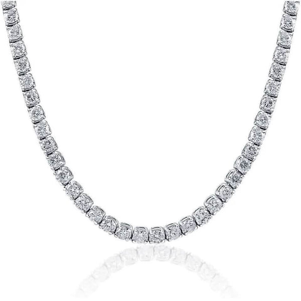 Huge 23 Ct TW Round Cut Natural Diamond Tennis Necklace 14K White Gold 18"