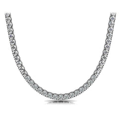 Huge 23 Ct TW Round Cut Natural Diamond Tennis Necklace 14K White Gold 18"
