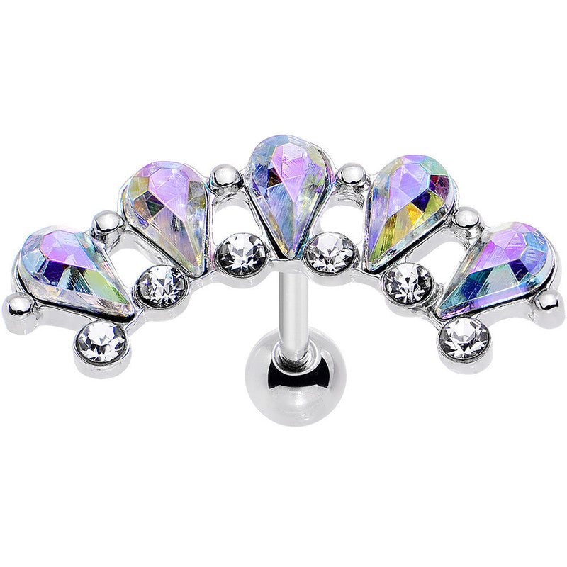 16G 5/16 Aurora Clear Gem Curved Garnish Left Cartilage Earring