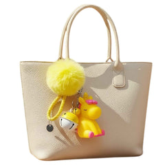 Magical Unicorn Keychain with Fur Ball and Bell for Daily Charm