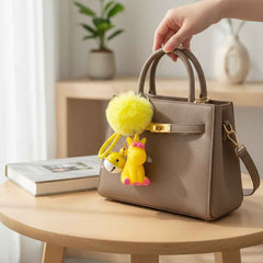 Magical Unicorn Keychain with Fur Ball and Bell for Daily Charm