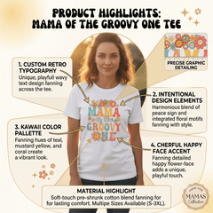 Mama Of The Groovy One T-Shirt Cotton Graphic Tee Mom Gift