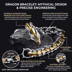 Mens Dragon Scale Bracelet Alloy Metal Symmetrical Wrist Bangle