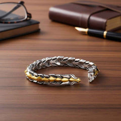 Mens Dragon Scale Bracelet Alloy Metal Symmetrical Wrist Bangle