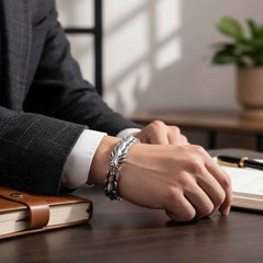 Mens Dragon Scale Bracelet Alloy Metal Symmetrical Wrist Bangle