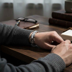 Mens Dragon Scale Bracelet Alloy Metal Symmetrical Wrist Bangle