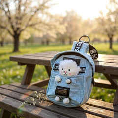 Kawaii Denim Crossbody Sling Bag with Sheep Charm Adjustable Strap