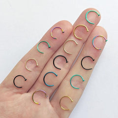 18G 3/8 Rainbow Anodized Titanium Nose Hoop