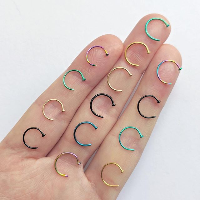 20G 1/4 Rainbow Anodized Titanium Nose Hoop