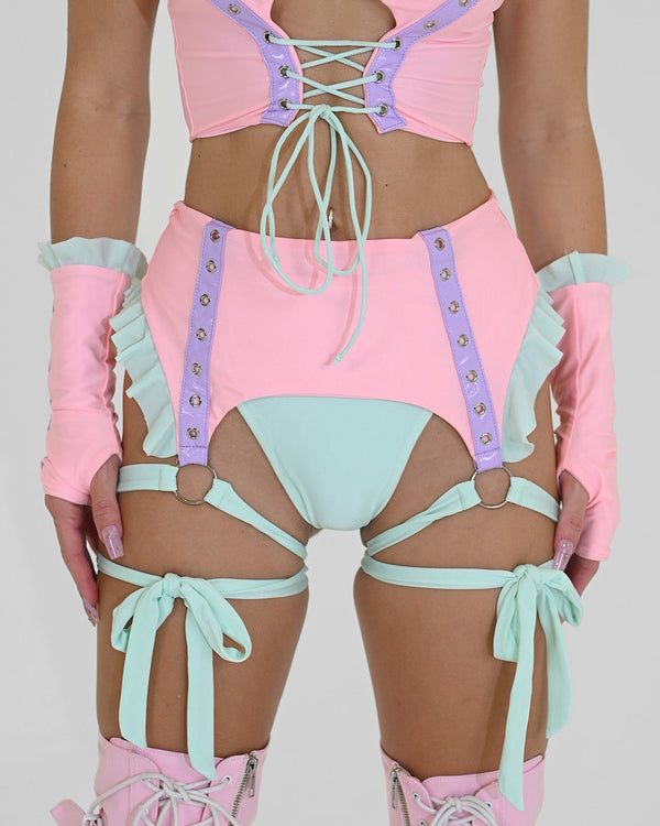 Cotton Candy Garter Belt Bikini Bottoms
