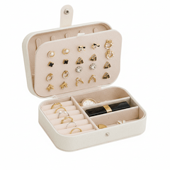 Portable Travel Jewelry Box Small PU Leather Organizer Case
