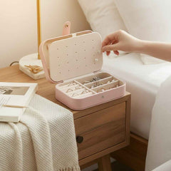 Portable Travel Jewelry Box Small PU Leather Organizer Case