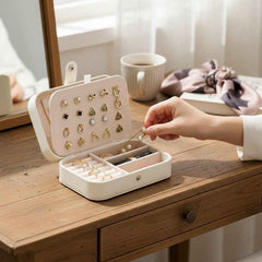 Portable Travel Jewelry Box Small PU Leather Organizer Case