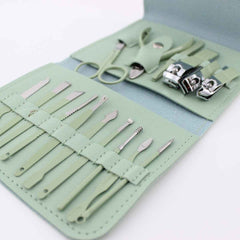 16 Piece Manicure Pedicure Set Carbon Steel Travel Grooming Kit