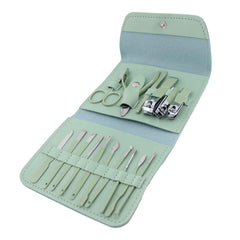 16 Piece Manicure Pedicure Set Carbon Steel Travel Grooming Kit