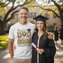 Proud Dad Of A 2026 Graduate Graphic T-Shirt Cotton Men's Casual Commemorative Wear